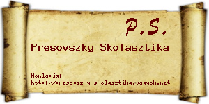 Presovszky Skolasztika névjegykártya